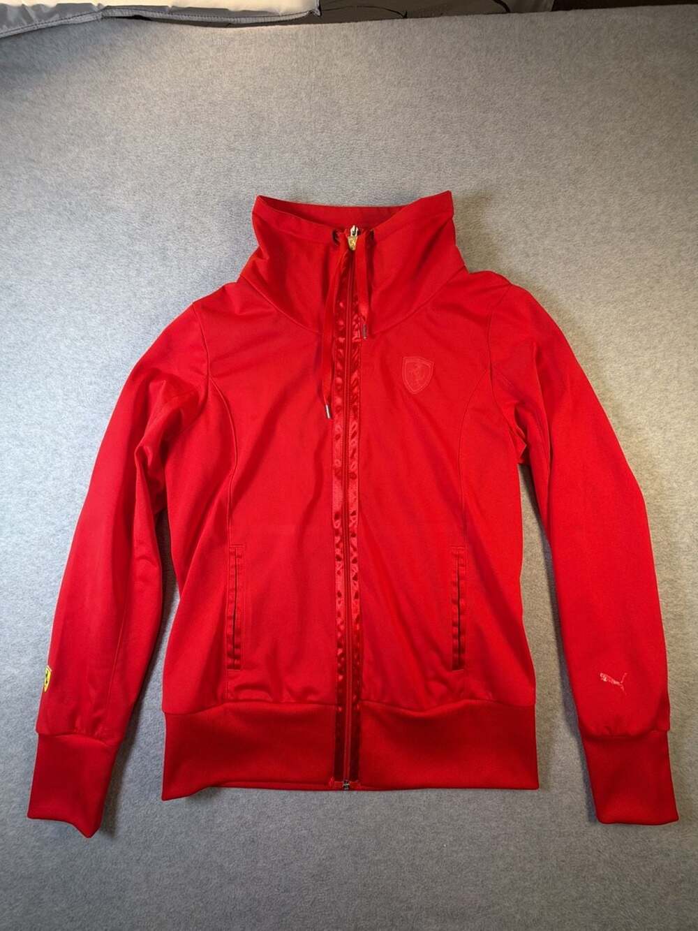 Puma Scuderia Ferrari Women's Red Full Zip Track Jacket Funnel Neck Hoodie